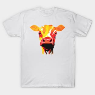 Colourful Cow on Yellow T-Shirt